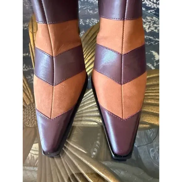 NWOT Schutz Raffaela Chevron Ankle Leather Boots Sz. 8 - Picture 5 of 8